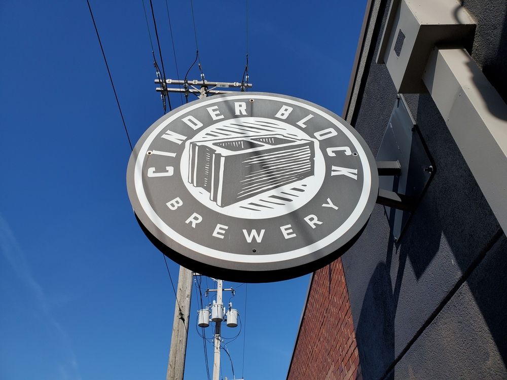 Signage of Cinder Block Brewery
