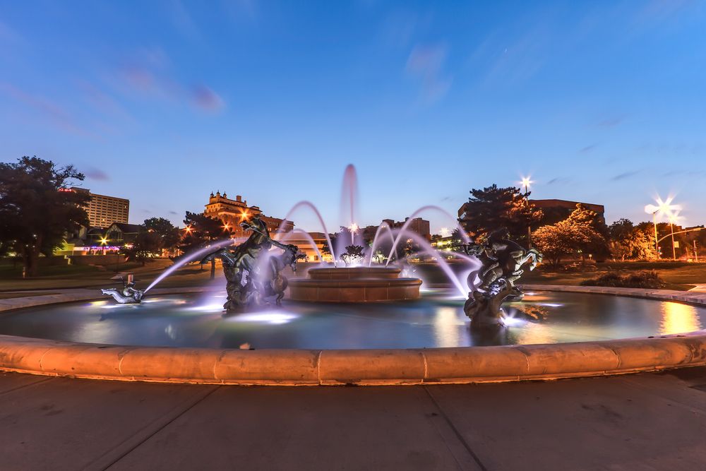View of the beautiful J.C. Nichols Memorial Fountain