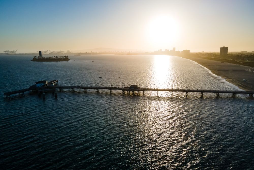 Aerial view of Belmont Shore's pier