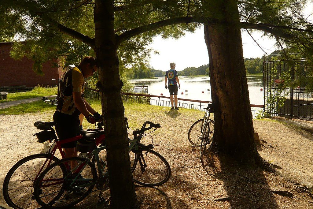 Cyclists at Mine Falls Park