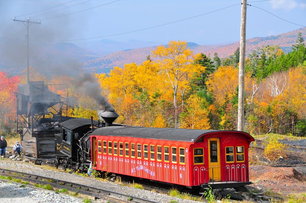 Steam train at Mount Washington Cog Railway