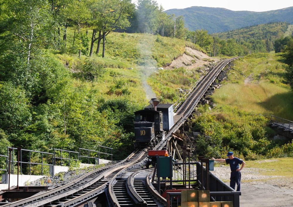The tracks of Mount Washington Cog Railway