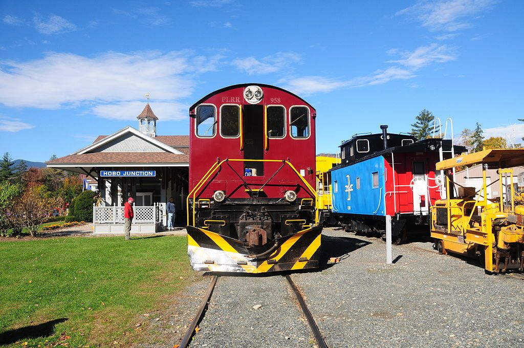 Front view of a train at Hobo Railroad