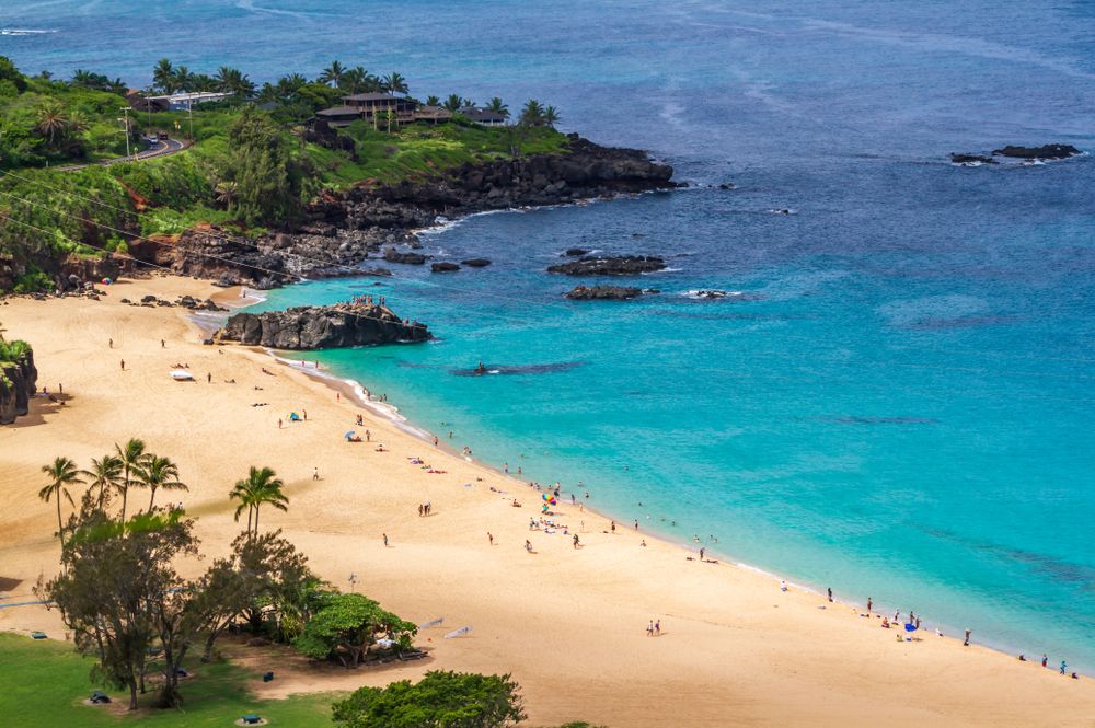 Aerial view of Waimea Bay Beach Park