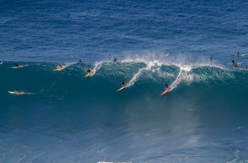 Surfing at Waimea Bay Beach Park