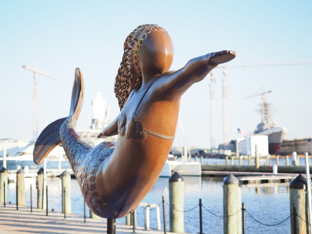 Norfolk Mermaid Statue at the waterfront