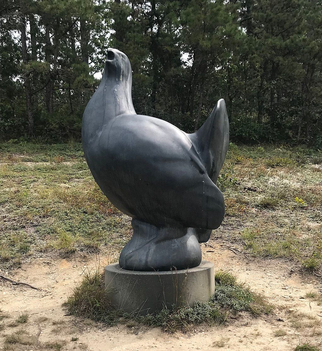 The last heath hen statue at Manuel F. Correllus State Forest