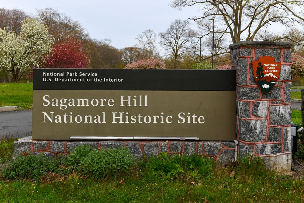 Welcome sign of the Sagamore Hill National Historic Site