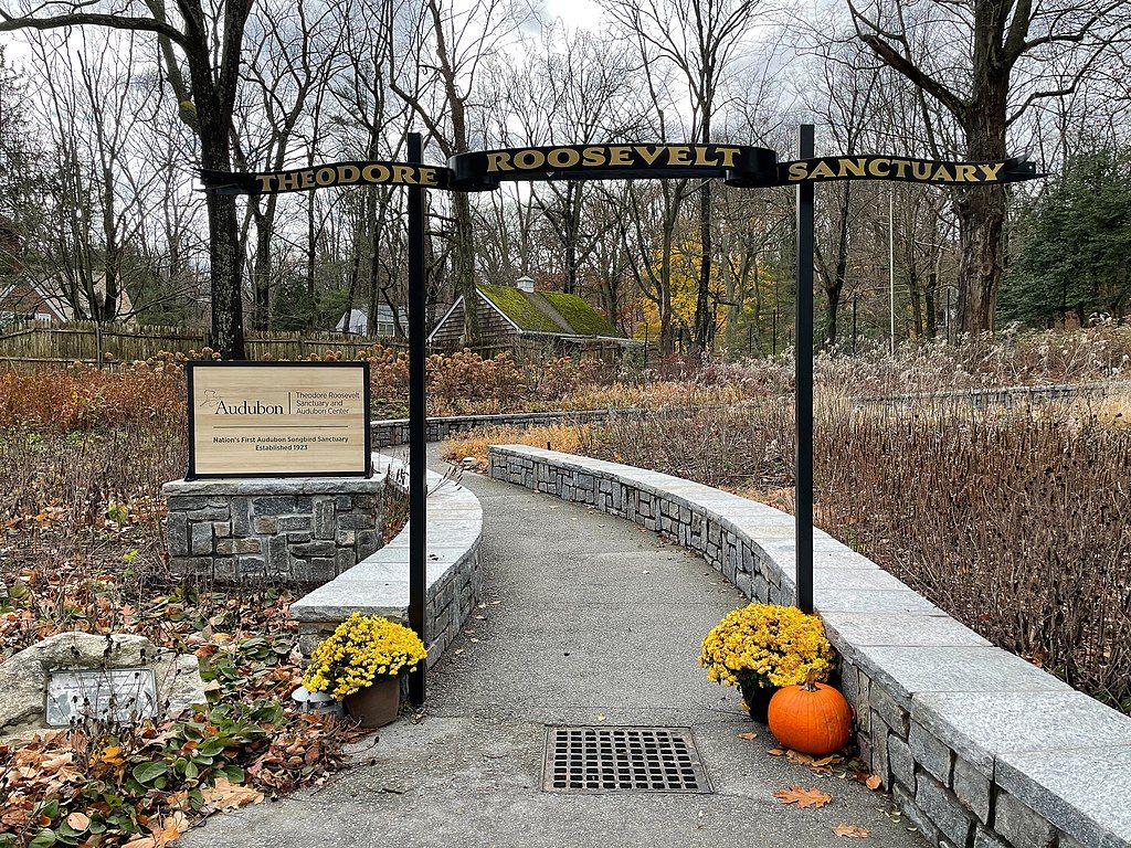Signage of Theodore Roosevelt Sanctuary and Audubon Center