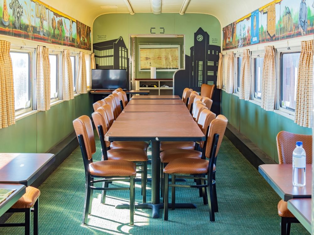 Interior of a railcar at Oklahoma Railway Museum