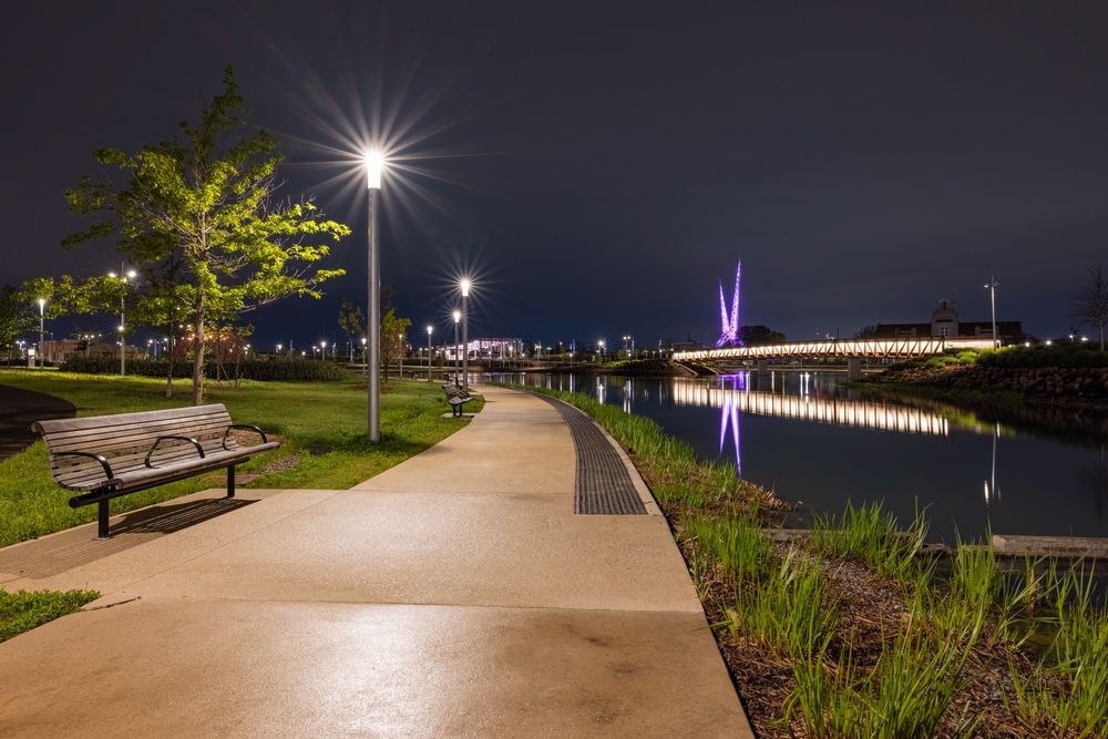 Night scene at Scissortail Park