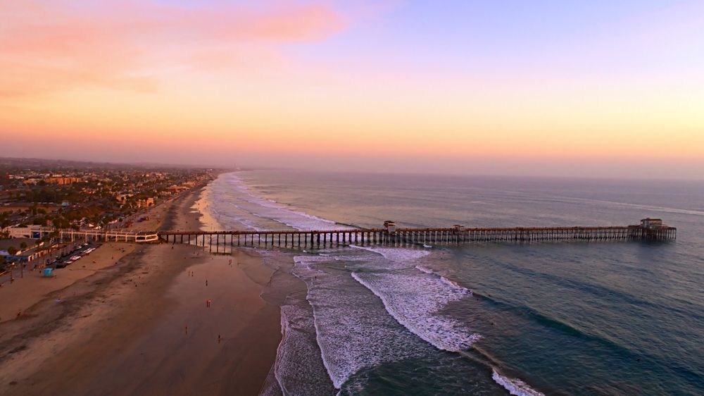 Aerial view of Oceanside pier