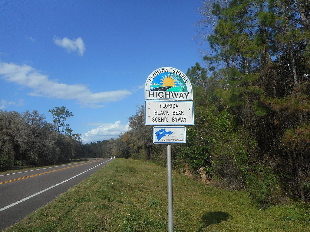 Road sign of Florida Black Bear Scenic Byway
