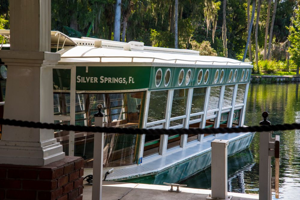 An empty glass bottom boat at Silver Springs State Park