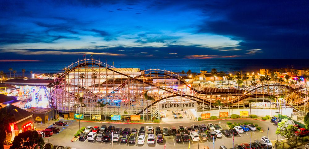 Aerial view of the belmont park.at night
