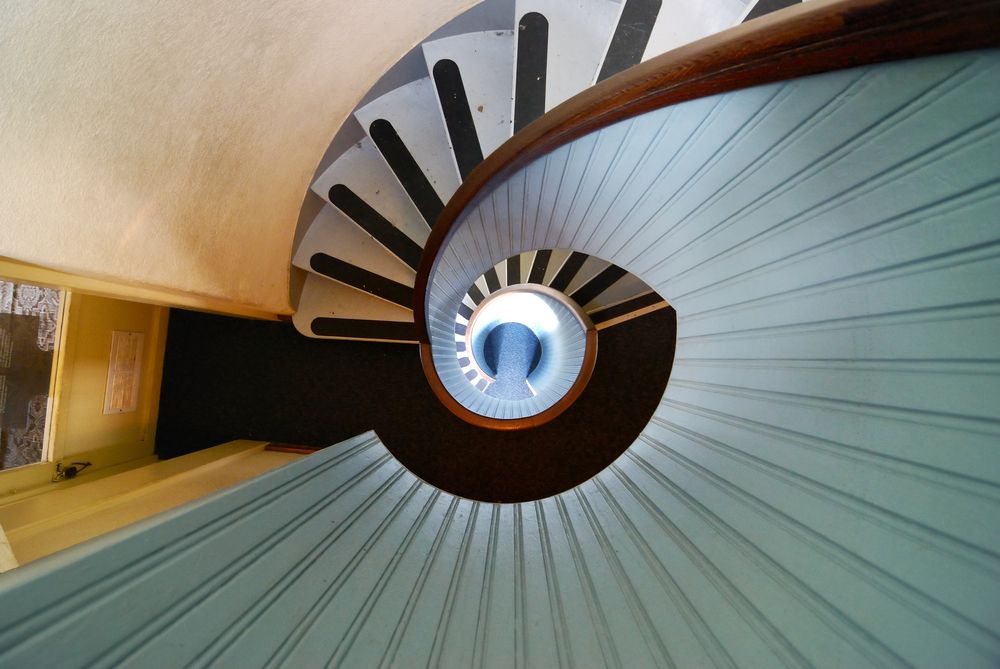Spiral staircase inside the old point loma lighthouse.