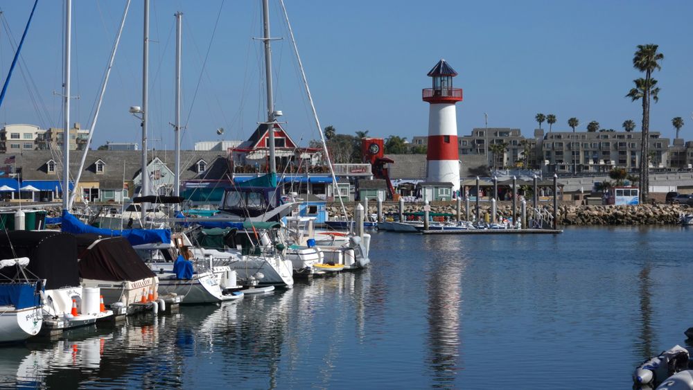 Yatch and boats docked at Oceanside Harbour