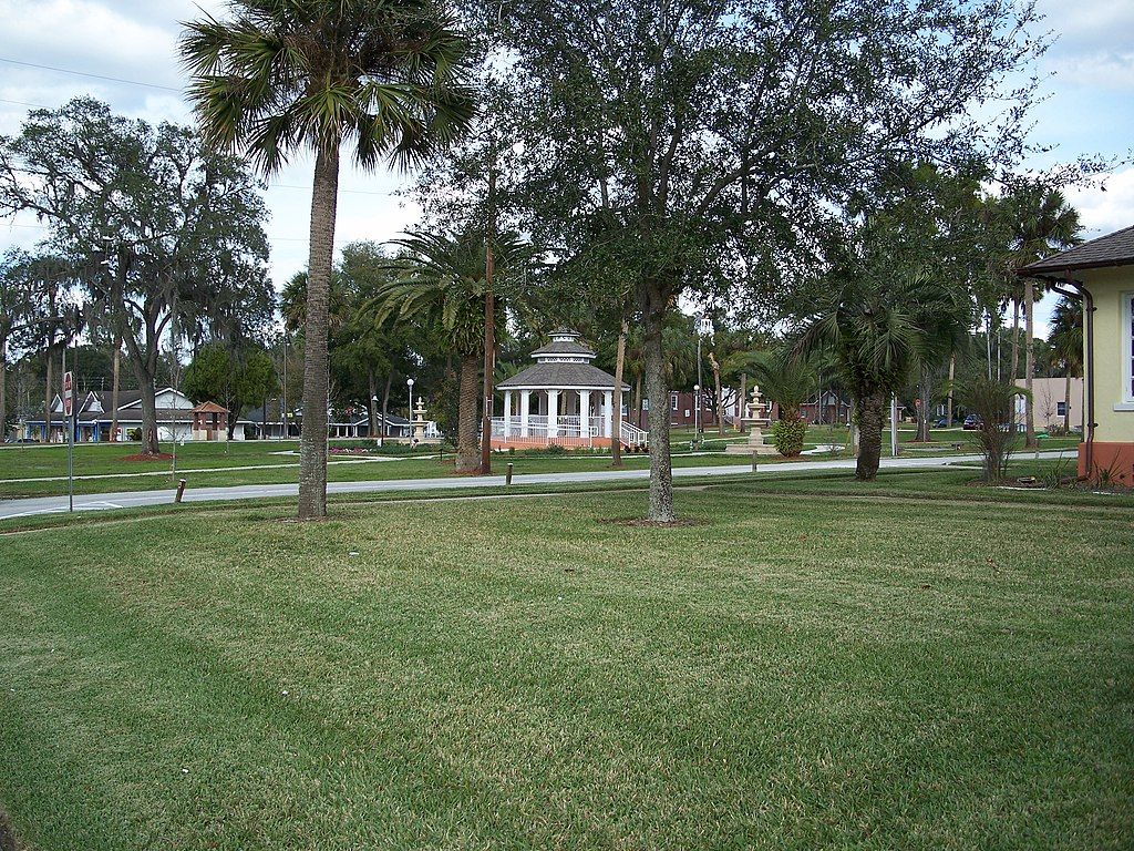The gazebo and grounds of Dickinson Park