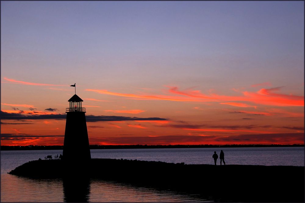 Scenic sunset from Lake Hefner's lighthouse