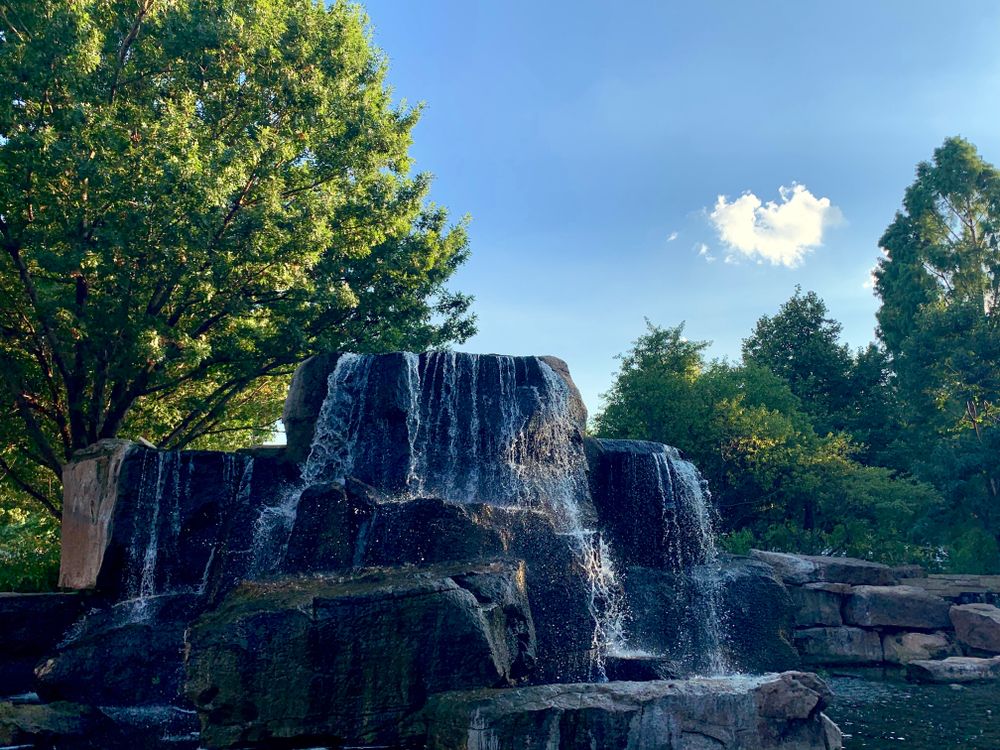 A waterfall at Myriad Botanical Gardens