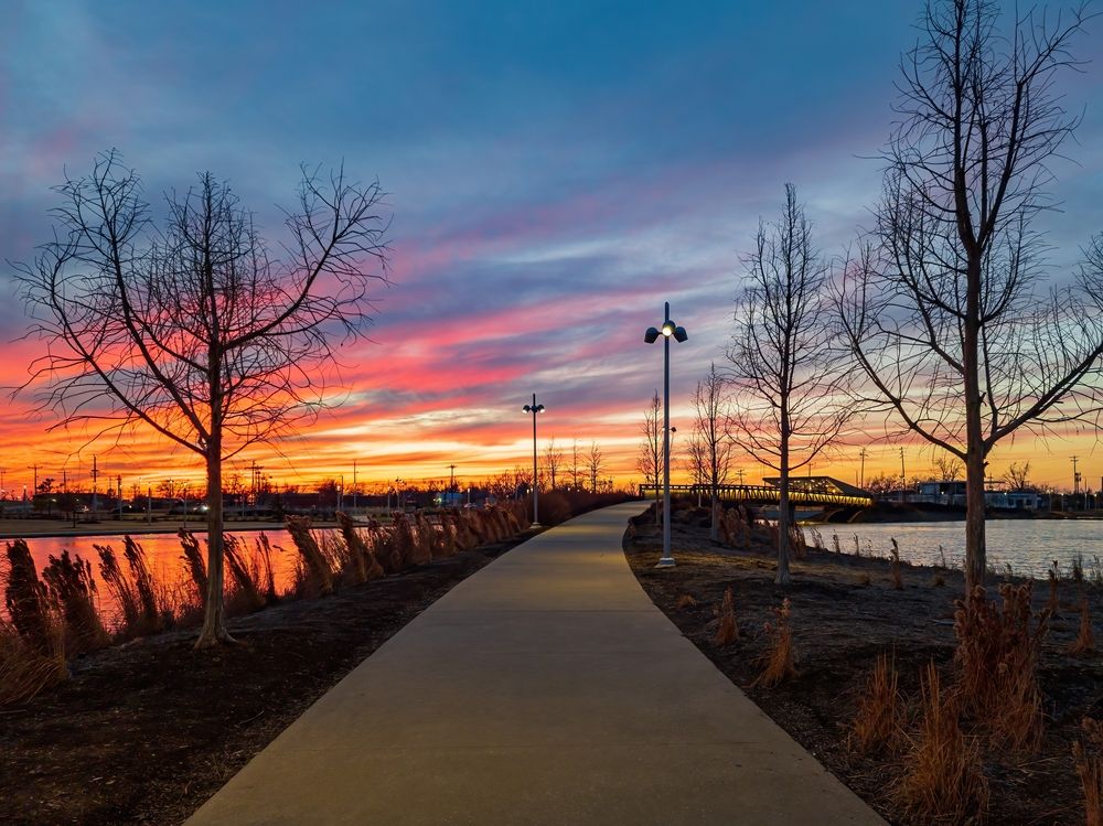 A pathway at Scissortail Park