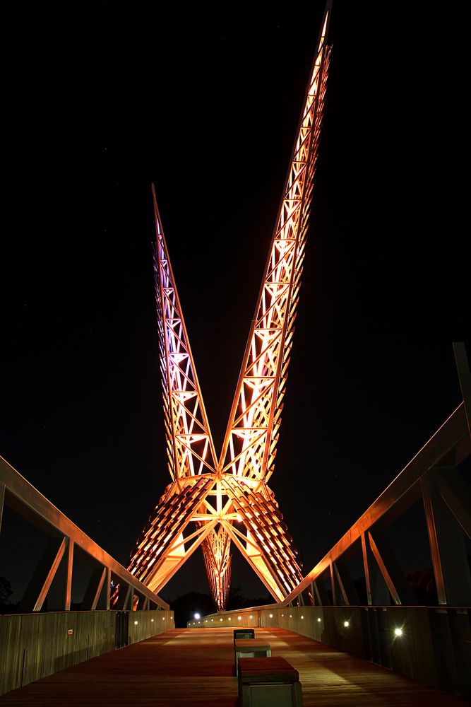 Lit-up led lights of the Skydance Bridge