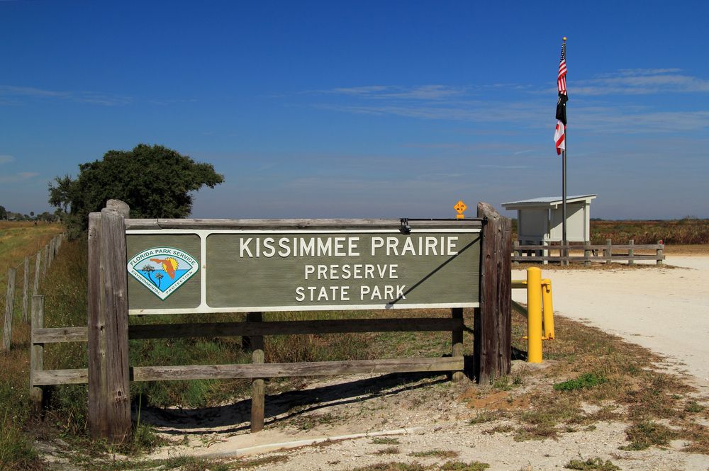 Welcome sign of Kissimmee Prairie Preserve State Park.