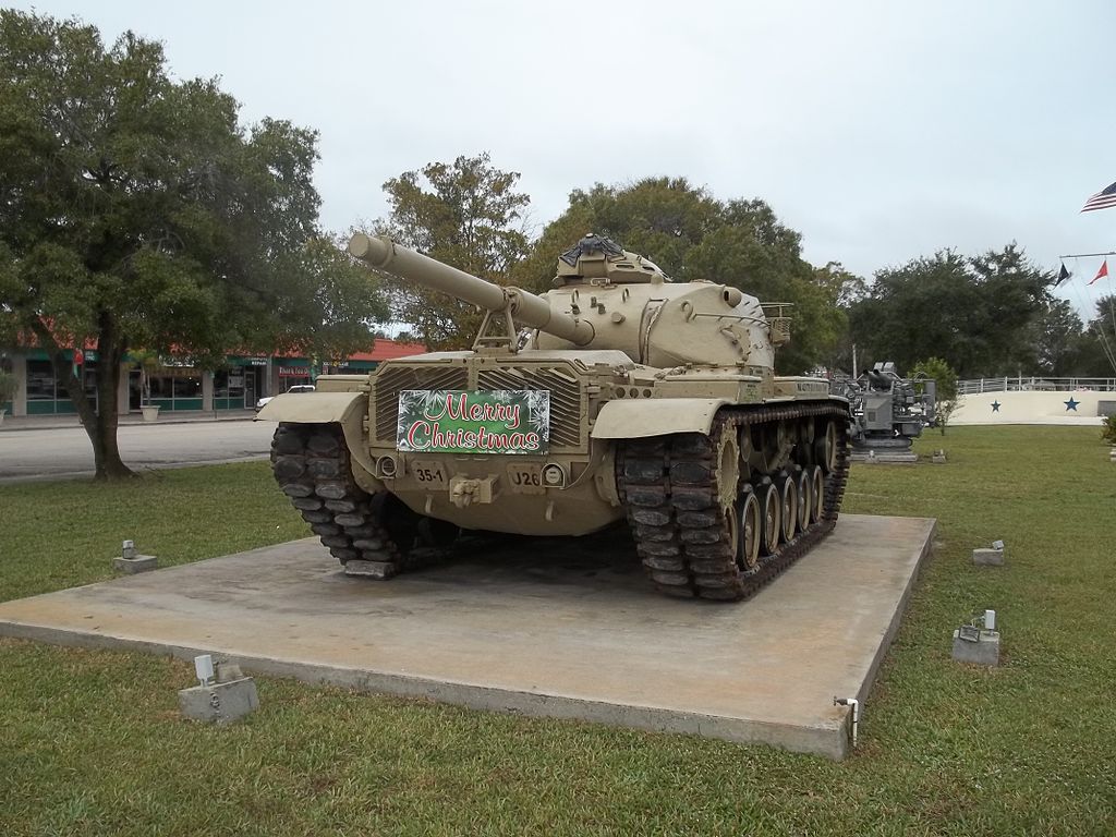 A military tank display at flagler park.