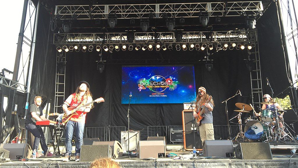A band playing at Okeechobee Music & Arts Festival.