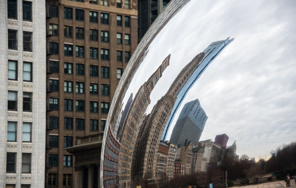 Buildings reflecting on The Bean