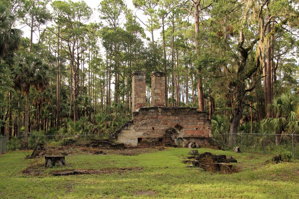 Front view of the Dummett Sugar Mill Ruins