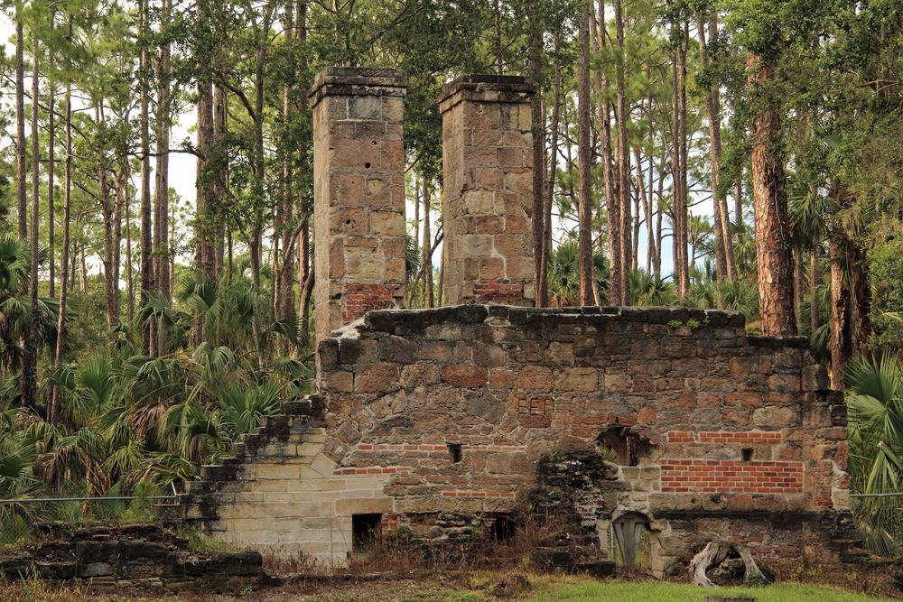 Closer view of Dummett Sugar Mill Ruins