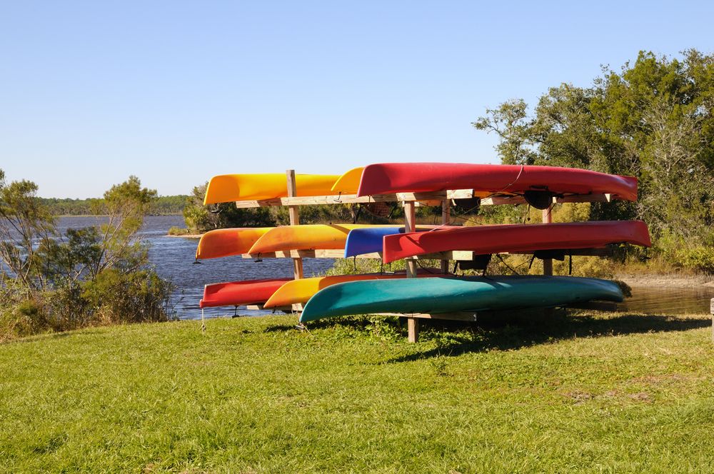 Kayak rack near Tomoka State Park's river