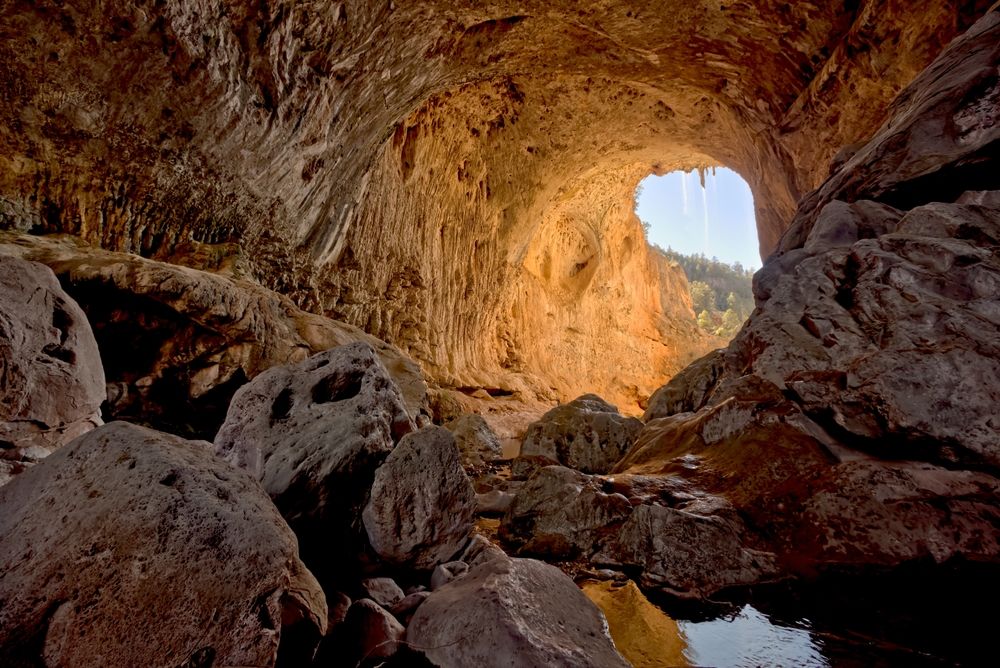 View from within Tonto Natural Bridge's cave