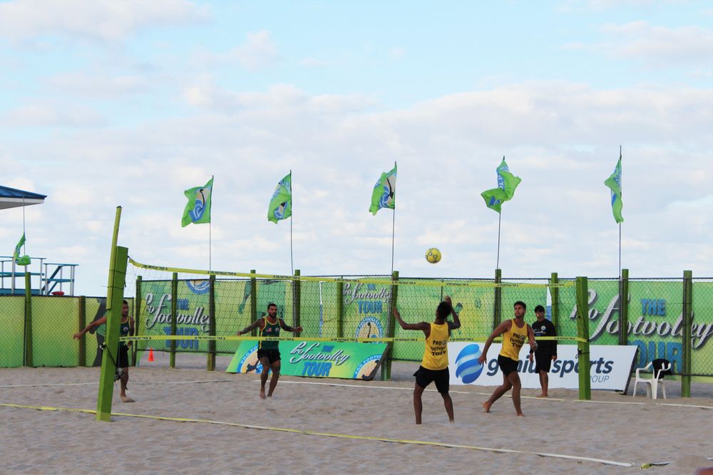 People playing footvolley at Pompano Beach