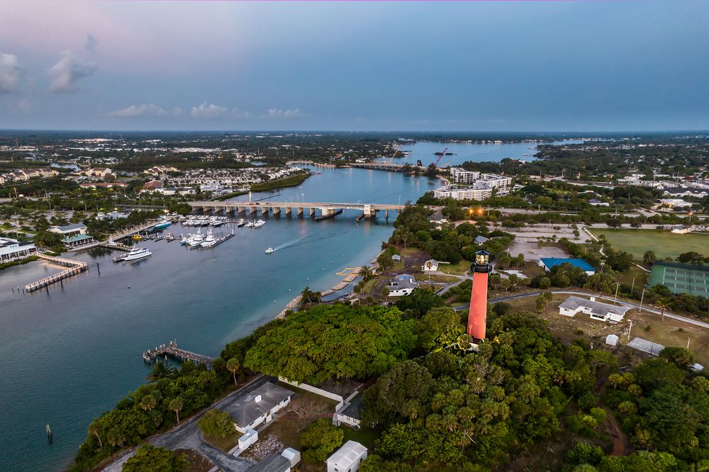 Aerial view of Jupiter Inlet Lighthouse & Museum