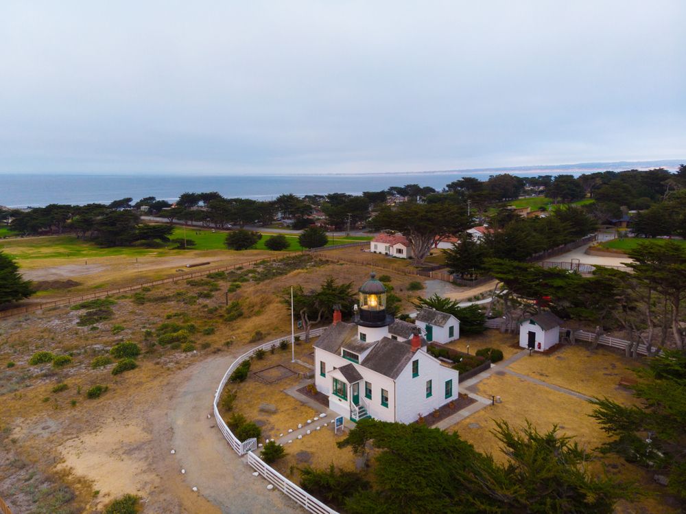Aerial view of Point Pinos Lighthouse