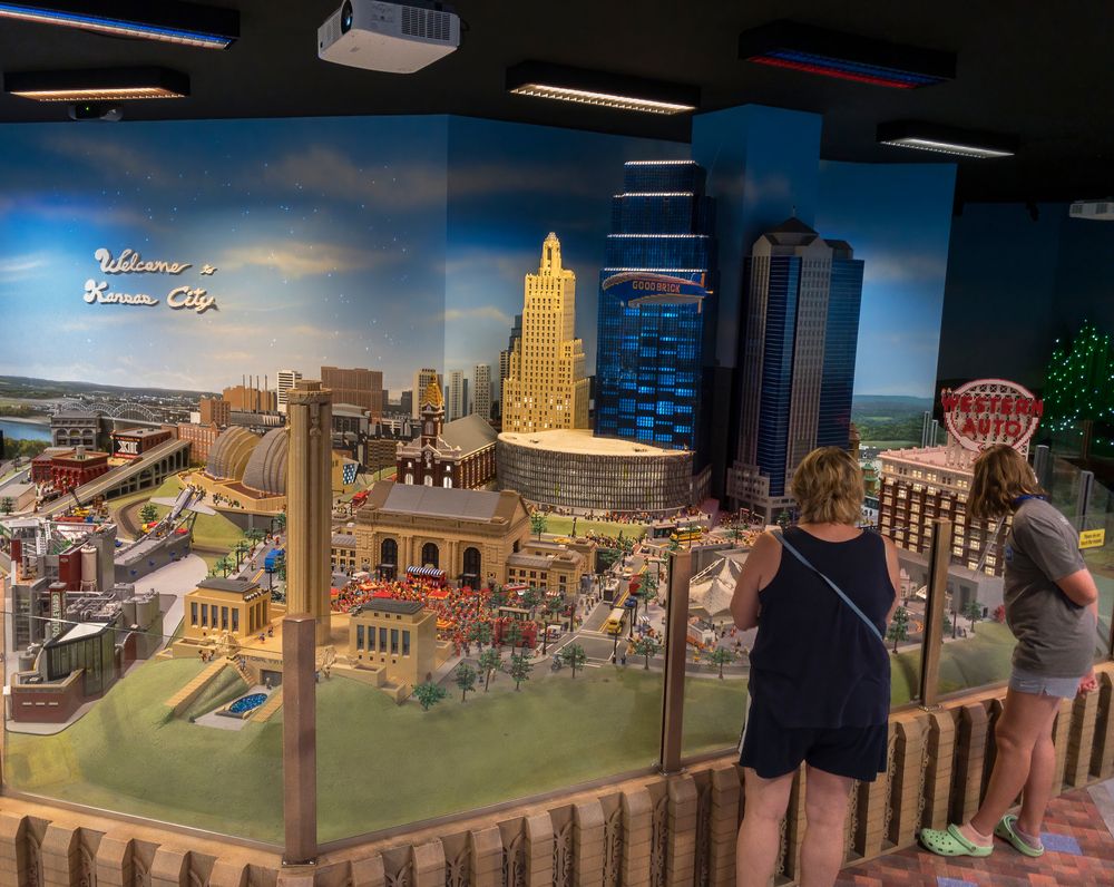 People looking at Legoland Discovery Center's exhibit
