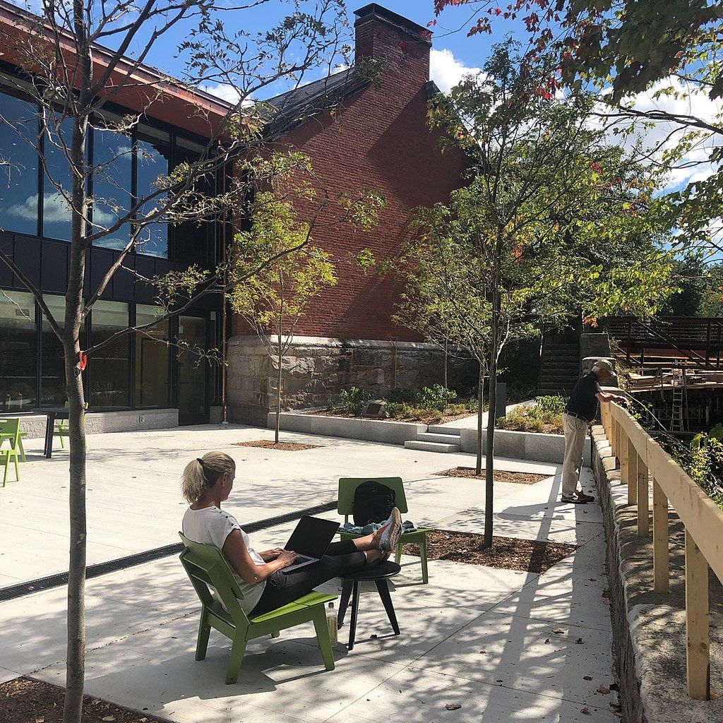 The grounds of Peterborough Town Library