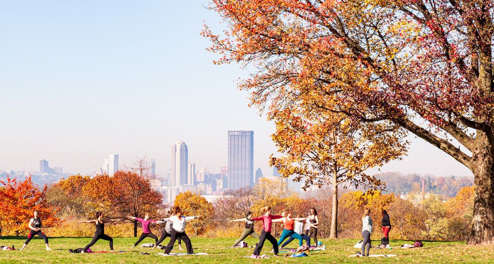 Yoga class at Schenley Park