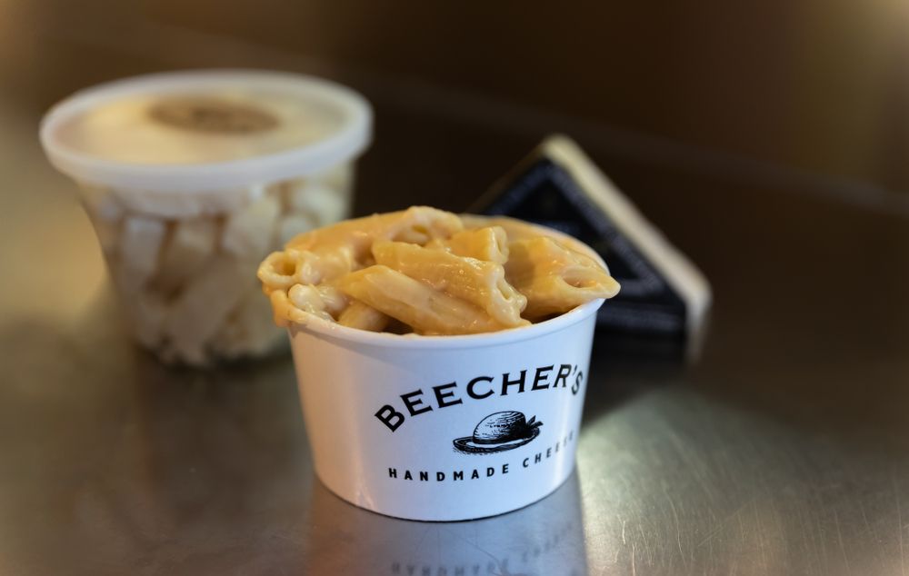 A bowl of mac and cheese at Beecher's Handmade Cheese