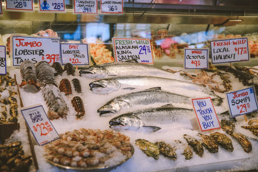 Fresh seafood at Pike Place Market