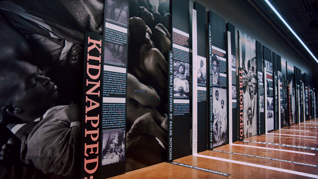 Slavery evolved wall inside the Legacy museum