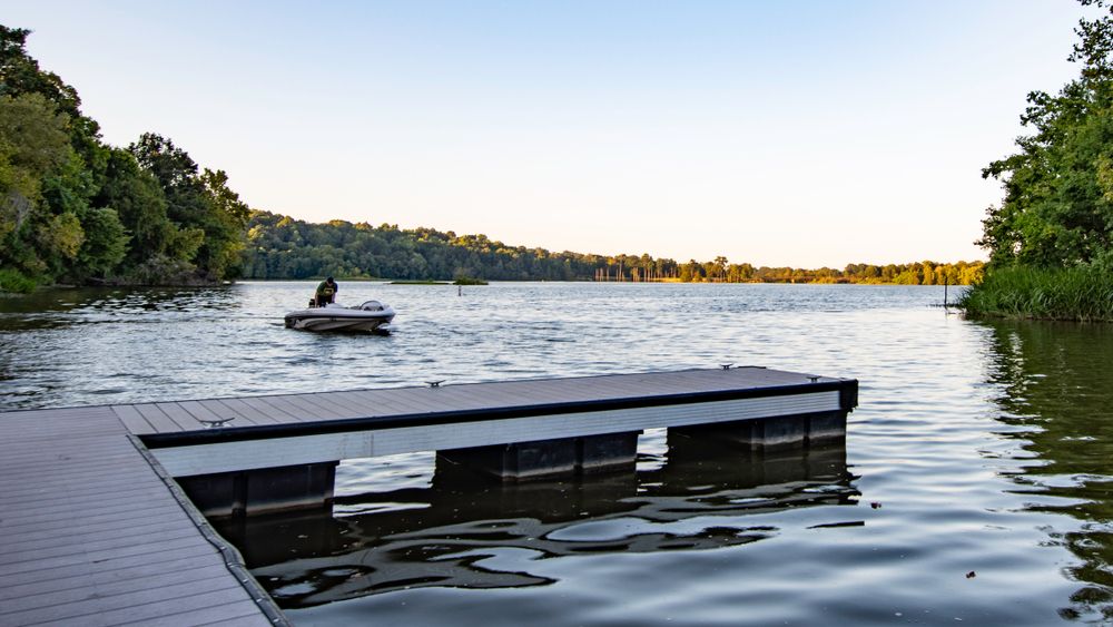 A boat near Cooters Pond Park's dock