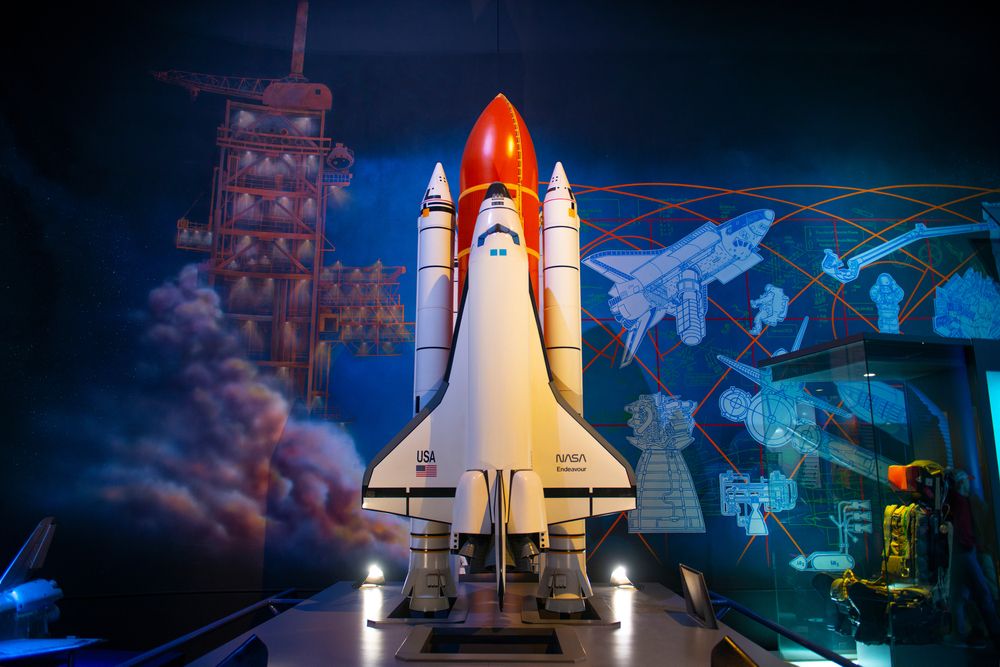 A space shuttle in NASA’s Johnson Space Center