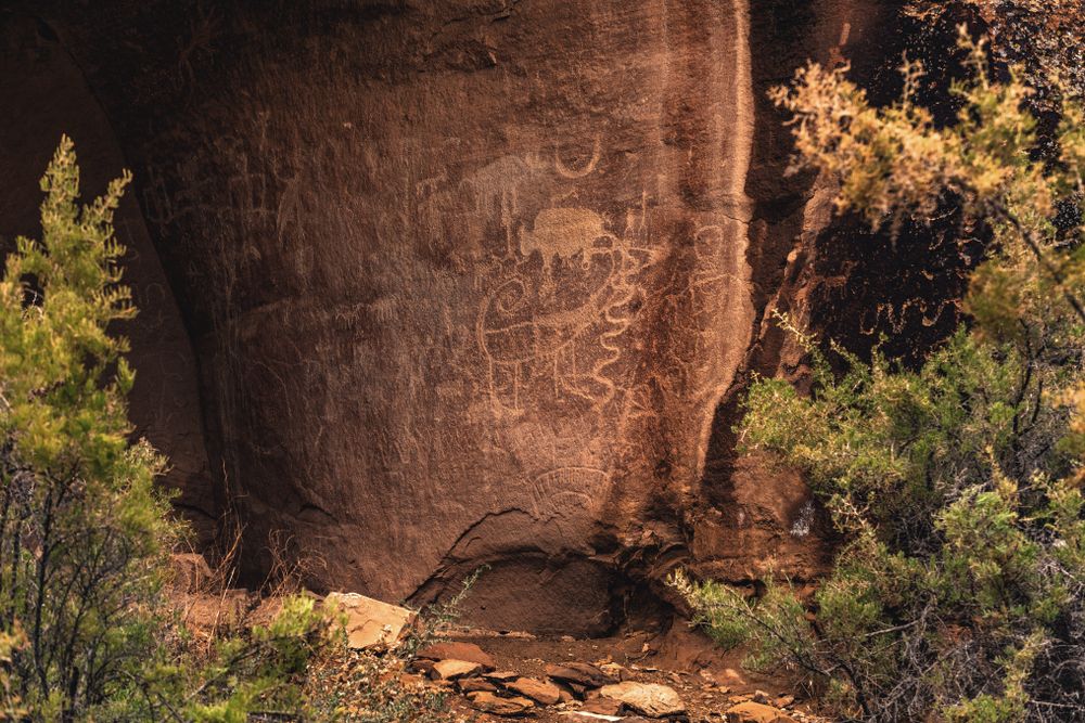 Petroglyph rock art at Nine Mile Canyon