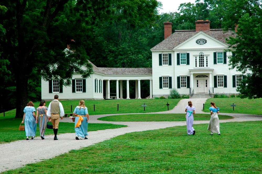 Living history actors on Blennerhassett Island Historical State Park's grounds