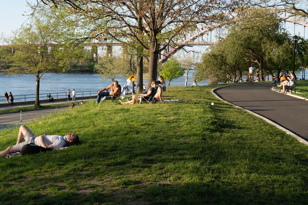 People enjoying the views from Astoria Park