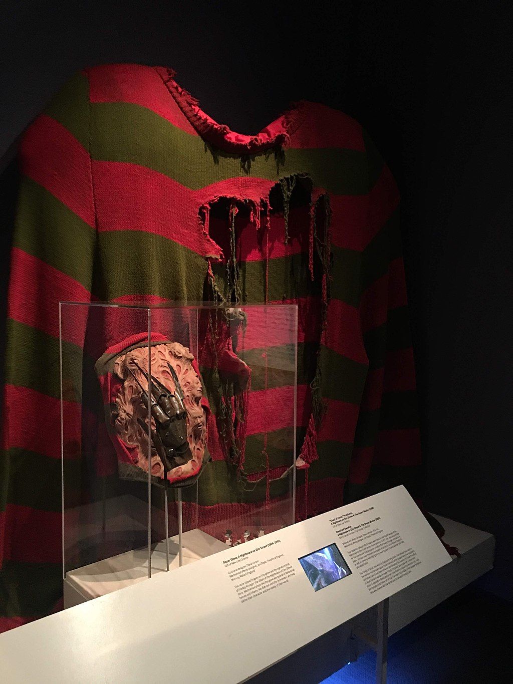Nightmare on Elm street glove in the Museum of the Moving Image