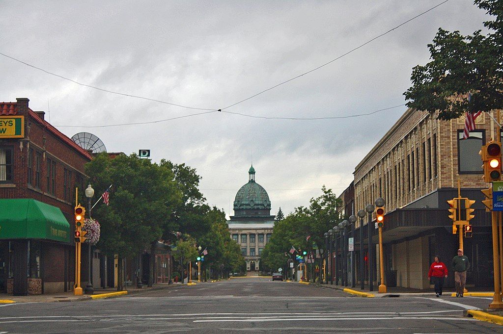 Daytime view of Rhinelander's Historic Downtown